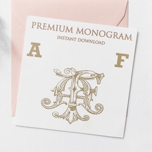 AF FA (V2) Wedding Duogram, Wedding Monogram | Wedding Logo | Invitation Logo | Stationery Letterhead | Home Decor | Family Initials | Crest
