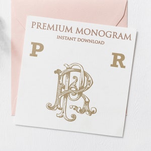 PR RP V.2 Wedding Duogram, Wedding Monogram | Wedding Logo | Invitation Logo | Stationery Letterhead | Home Decor | Family Initials | Crest