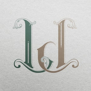 Wedding Monogram or Personal Logo with Initials LJ | Color editable vector design for wedding invitations, personalized gifts, and decor