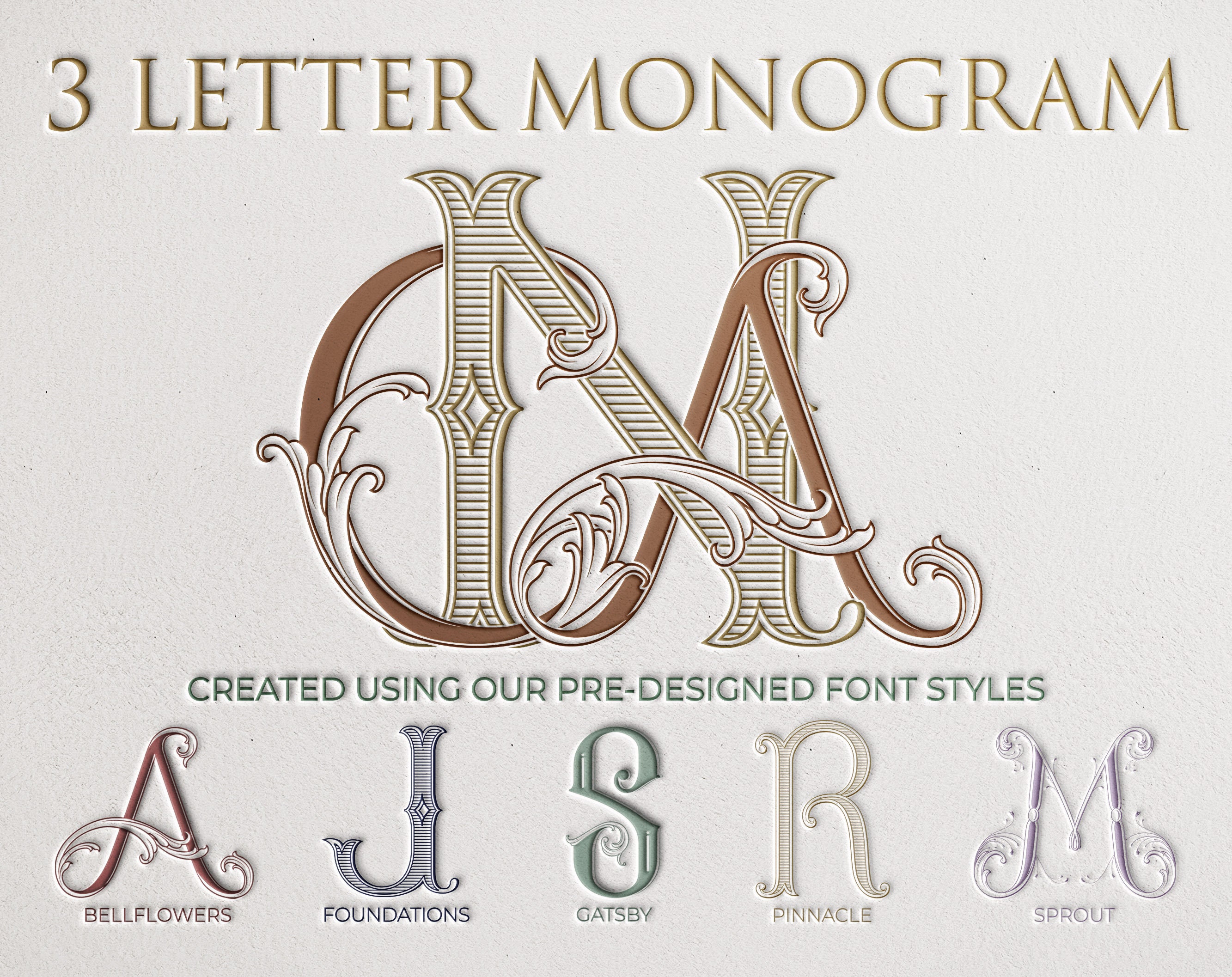 Made to Order 3 Letter Monogram Created Using PreDesigned Etsy
