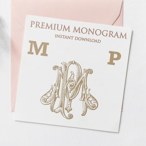 MP PM V.3 Wedding Duogram, Wedding Monogram | Wedding Logo | Invitation Logo | Stationery Letterhead | Home Decor | Family Initials | Crest