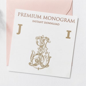 JI IJ Wedding Duogram, Wedding Monogram | Wedding Logo | Invitation Logo | Stationery Letterhead | Home Decor | Family Initials | Crest