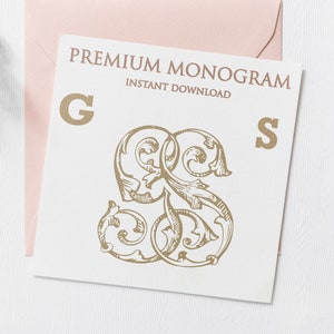 GS SG V.2 Wedding Duogram, Wedding Monogram | Wedding Logo | Invitation Logo | Stationery Letterhead | Home Decor | Family Initials | Crest