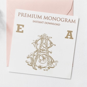 EA, AE, Wedding Duogram, Wedding Monogram | Wedding Logo | Invitation Logo | Stationery Letterhead | Home Decor | Family Initials | Crest