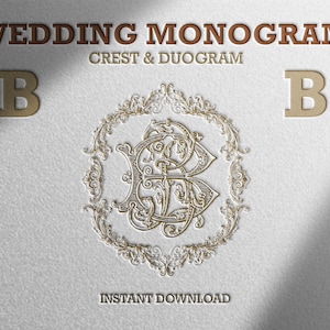 Letters BB, Digital Download of Wedding Crest with Duogram | Wedding Logo | Includes: Vector and SVG Cut Files