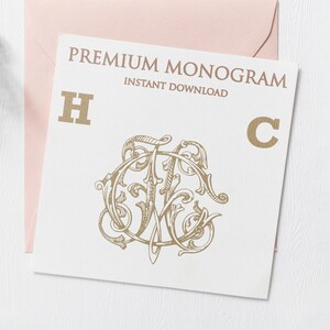 HC CH Wedding Duogram, Wedding Monogram | Wedding Logo | Invitation Logo | Stationery Letterhead | Home Decor | Family Initials | Crest