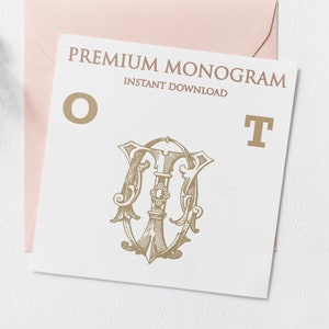 OT TO V.2 Wedding Duogram, Wedding Monogram | Wedding Logo | Invitation Logo | Stationery Letterhead | Home Decor | Family Initials | Crest