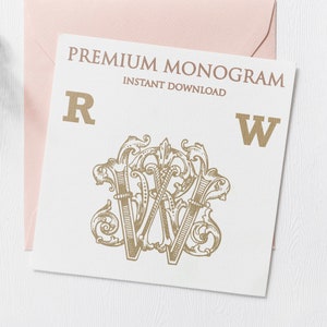 RW WR Wedding Duogram, Wedding Monogram | Wedding Logo | Invitation Logo | Stationery Letterhead | Home Decor | Family Initials | Crest