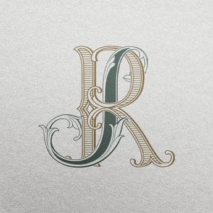 Wedding Monogram or Personal Logo with Initials JR | Color editable vector design for wedding invitations, personalized gifts, and decor