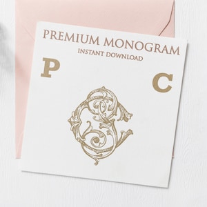 PC CP Wedding Duogram, Wedding Monogram | Wedding Logo | Invitation Logo | Stationery Letterhead | Home Decor | Family Initials | Crest