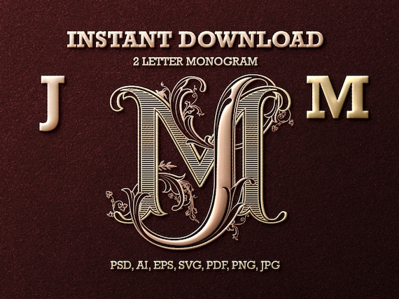 Two Letter Monogram 2-letter Monogram Digital Download | Etsy