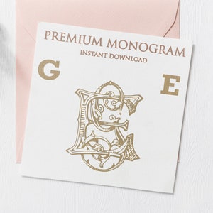 GE, EG Wedding Duogram, Wedding Monogram | Wedding Logo | Invitation Logo | Stationery Letterhead | Home Decor | Family Initials | Crest