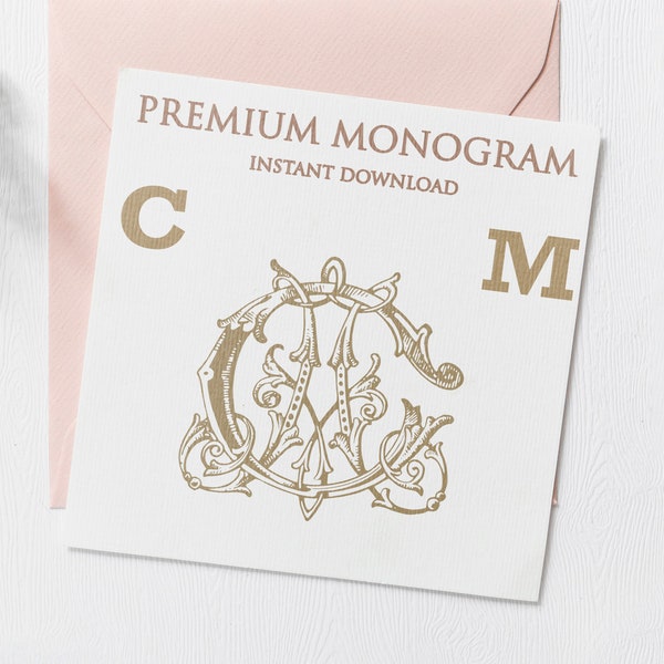 CM MC Wedding Duogram, Wedding Monogram | Wedding Logo | Invitation Logo | Stationery Letterhead | Home Decor | Family Initials | Crest