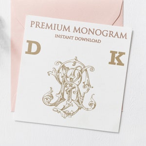 DK KD Wedding Duogram, Wedding Monogram | Wedding Logo | Invitation Logo | Stationery Letterhead | Home Decor | Family Initials | Crest