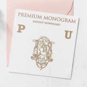 PU UP V.2 Wedding Duogram, Wedding Monogram | Wedding Logo | Invitation Logo | Stationery Letterhead | Home Decor | Family Initials | Crest