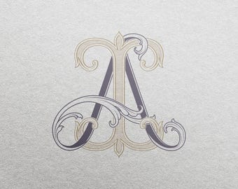 AI Wedding Monogram Logo: Elegant 2-Letter Design (Digital Download)
