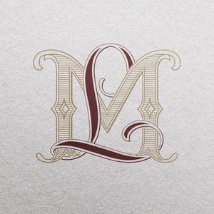 2-letter Wedding Monogram from Initials LM | Color editable vector design for wedding invitations, personalized gifts, and decor