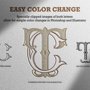 2 Letter Monogram With Letters CT | Digital Download - Wedding Monogram ...