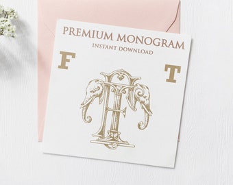 FT, TF Wedding Duogram, Wedding Monogram | Wedding Logo | Invitation Logo | Stationery Letterhead | Home Decor | Family Initials | Crest