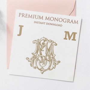 JM MJ Wedding Duogram, Wedding Monogram | Wedding Logo | Invitation Logo | Stationery Letterhead | Home Decor | Family Initials | Crest