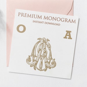 OA AO Wedding Duogram, Wedding Monogram | Wedding Logo | Invitation Logo | Stationery Letterhead | Home Decor | Family Initials | Crest