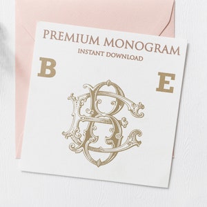BE EB  Wedding Duogram, Wedding Monogram | Wedding Logo | Invitation Logo | Stationery Letterhead | Home Decor | Family Initials | Crest