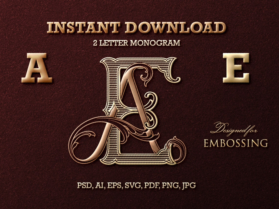 2 Letter Monogram With Letters AE Digital Download Wedding - Etsy
