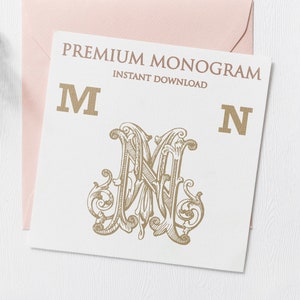 MN NM V.2 Wedding Duogram, Wedding Monogram | Wedding Logo | Invitation Logo | Stationery Letterhead | Home Decor | Family Initials | Crest