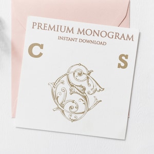 CS SC (V2) Wedding Duogram, Wedding Monogram | Wedding Logo | Invitation Logo | Stationery Letterhead | Home Decor | Family Initials | Crest
