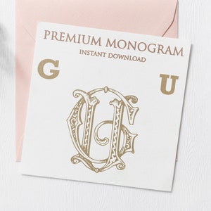 GU UG Wedding Duogram, Wedding Monogram | Wedding Logo | Invitation Logo | Stationery Letterhead | Home Decor | Family Initials | Crest