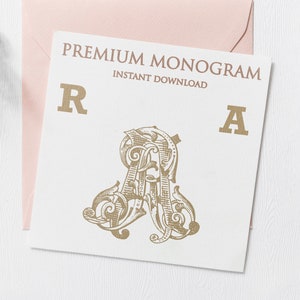 RA AR Wedding Duogram, Wedding Monogram | Wedding Logo | Invitation Logo | Stationery Letterhead | Home Decor | Family Initials | Crest