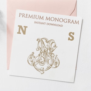 NS SN V.2 Wedding Duogram, Wedding Monogram | Wedding Logo | Invitation Logo | Stationery Letterhead | Home Decor | Family Initials | Crest