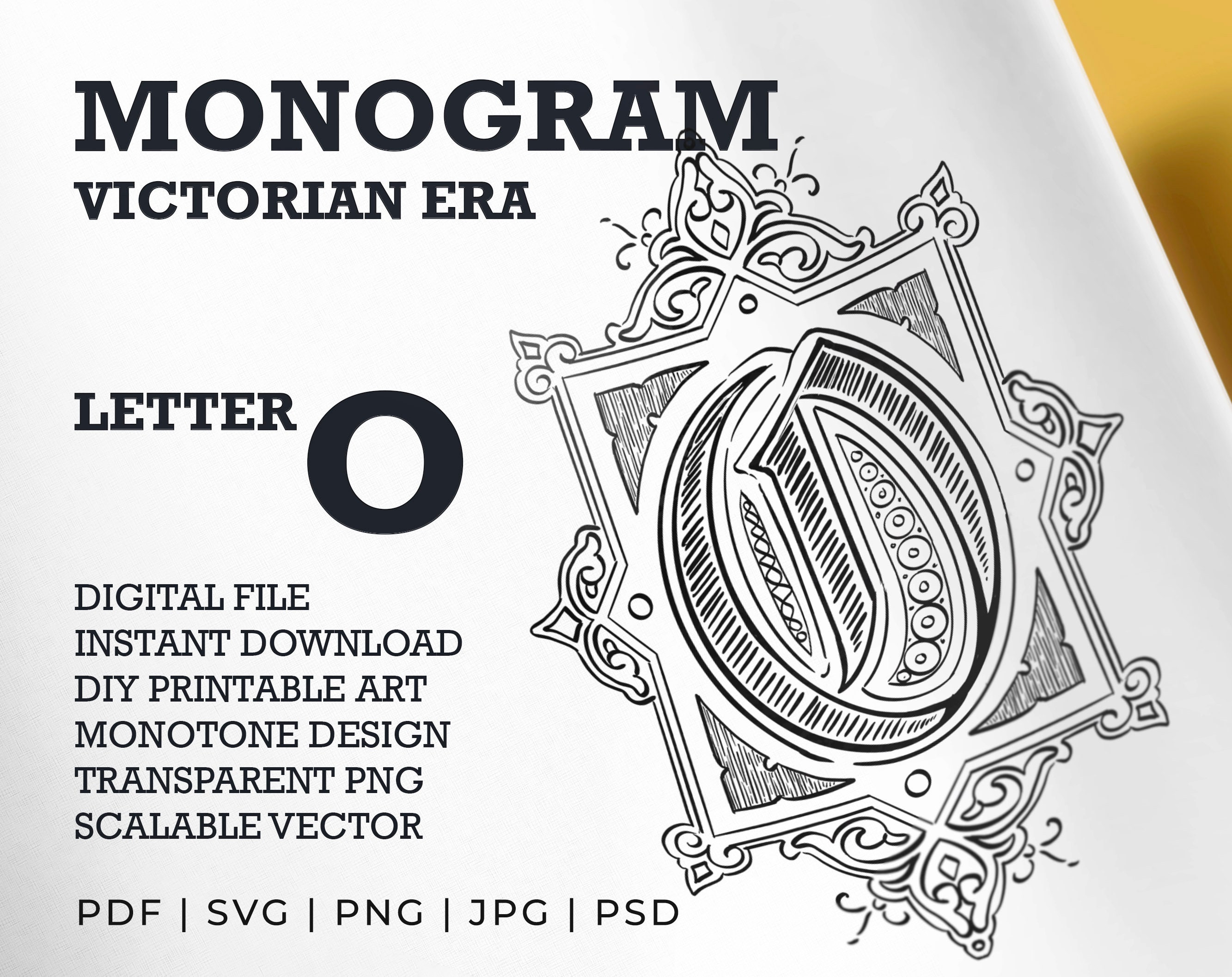 Victorian Era Monogram - Single Letter O, Vintage One Letter Monogram ...