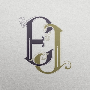 Wedding Monogram or Personal Logo with Initials EJ | Color editable vector design for wedding invitations, personalized gifts, and decor