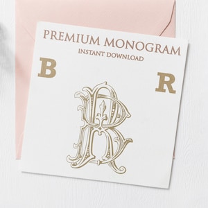 BR RB (V2) Wedding Duogram, Wedding Monogram | Wedding Logo | Invitation Logo | Stationery Letterhead | Home Decor | Family Initials | Crest