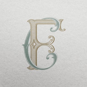 Wedding Monogram or Personal Logo with Initials CF | Color editable vector design for wedding invitations, personalized gifts, and decor