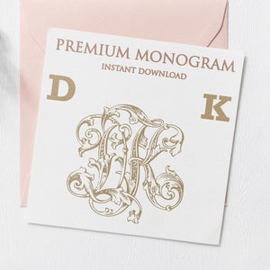 DK KD (V2) Wedding Duogram, Wedding Monogram | Wedding Logo | Invitation Logo | Stationery Letterhead | Home Decor | Family Initials | Crest