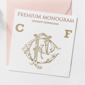 CF FC Wedding Duogram, Wedding Monogram | Wedding Logo | Invitation Logo | Stationery Letterhead | Home Decor | Family Initials | Crest