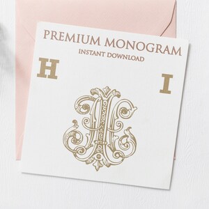 HI IH Wedding Duogram, Wedding Monogram | Wedding Logo | Invitation Logo | Stationery Letterhead | Home Decor | Family Initials | Crest