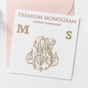 MS SM Wedding Duogram, Wedding Monogram | Wedding Logo | Invitation Logo | Stationery Letterhead | Home Decor | Family Initials | Crest