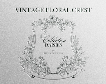 Floral Wedding Crest: Vintage Daisy Design (Digital Download)
