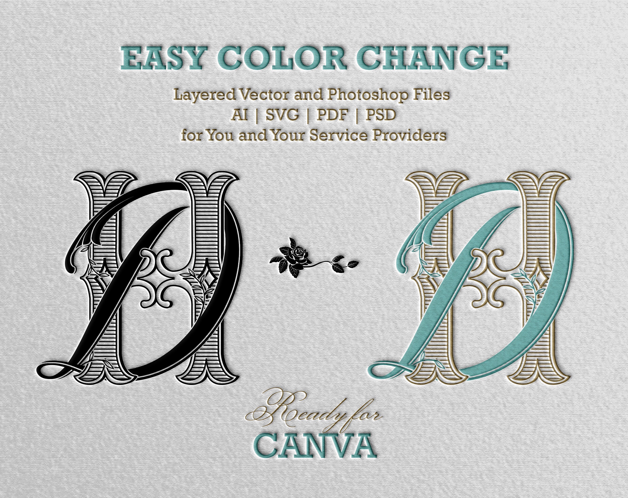 DH Wedding Monogram SVG: Elegant Initial Logo (digital Download) - Etsy