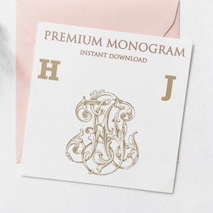 HJ JH Wedding Duogram, Wedding Monogram | Wedding Logo | Invitation Logo | Stationery Letterhead | Home Decor | Family Initials | Crest