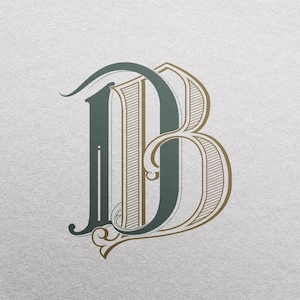 Wedding Monogram or Personal Logo with Initials DB | Color editable vector design for wedding invitations, personalized gifts, and decor