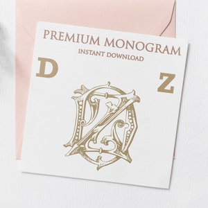 DZ, ZD, Wedding Duogram, Wedding Monogram | Wedding Logo | Invitation Logo | Stationery Letterhead | Home Decor | Family Initials | Crest