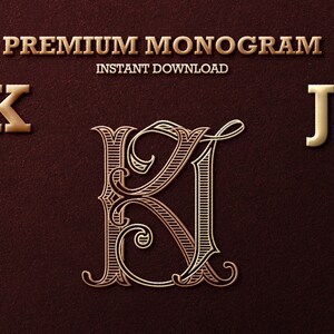 2 Letter Monogram With Letters KJ | Digital Download - Wedding Monogram ...