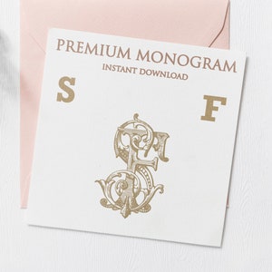 SF FS Wedding Duogram, Wedding Monogram | Wedding Logo | Invitation Logo | Stationery Letterhead | Home Decor | Family Initials | Crest