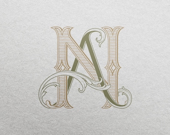 Wedding Monogram (AN): Elegant Initial Logo (Digital Download)
