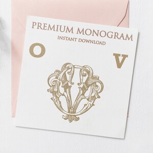 OV VO V.2 Wedding Duogram, Wedding Monogram | Wedding Logo | Invitation Logo | Stationery Letterhead | Home Decor | Family Initials | Crest