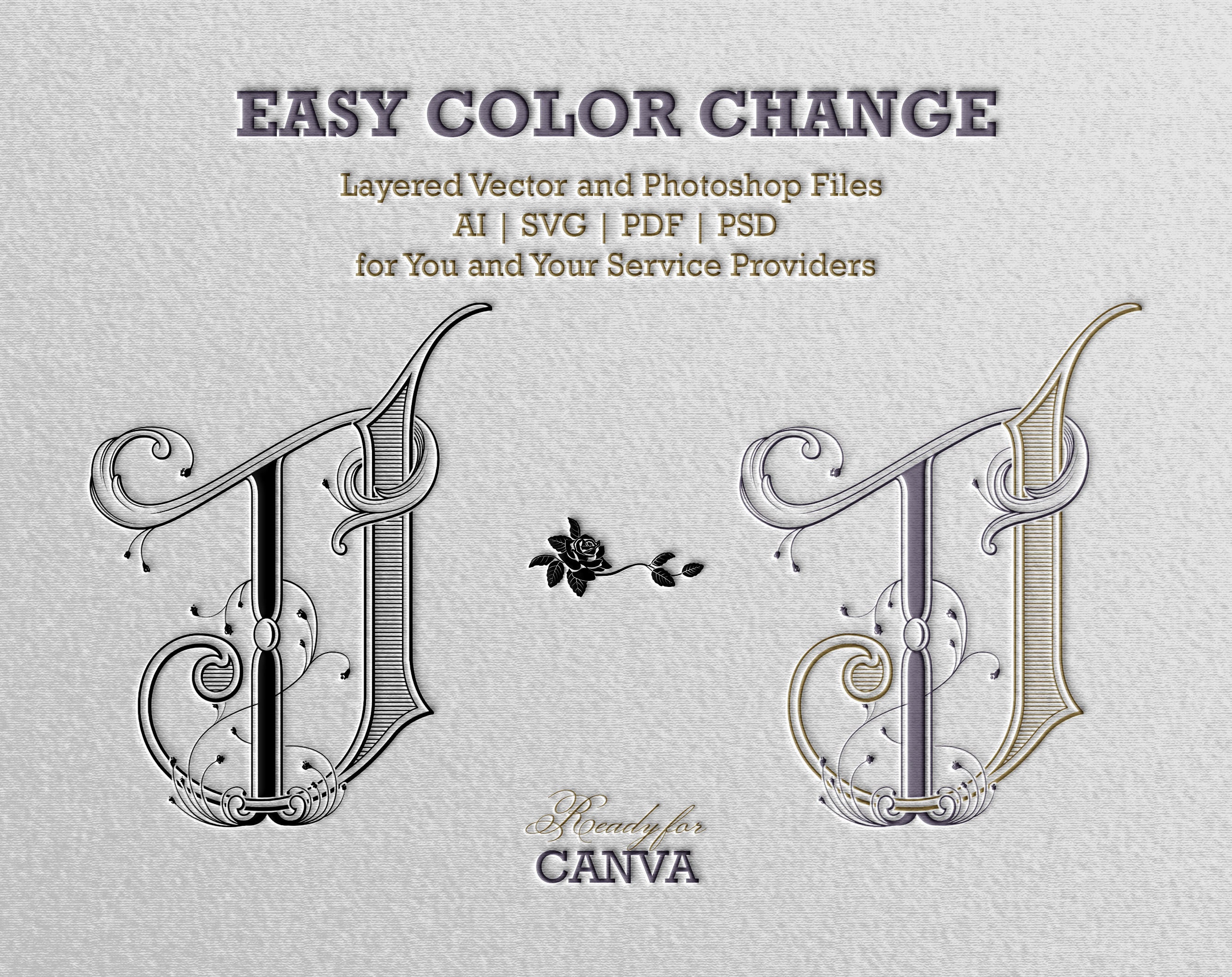 TJ Wedding Monogram | a Canva Ready SVG | Large File Sizes | 2 Color ...